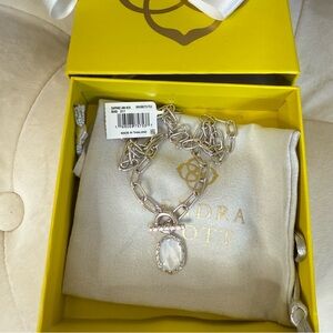 Kendra Scott Daphne Ivory Pearl Convertible Silver Link and Chain Necklace NWT